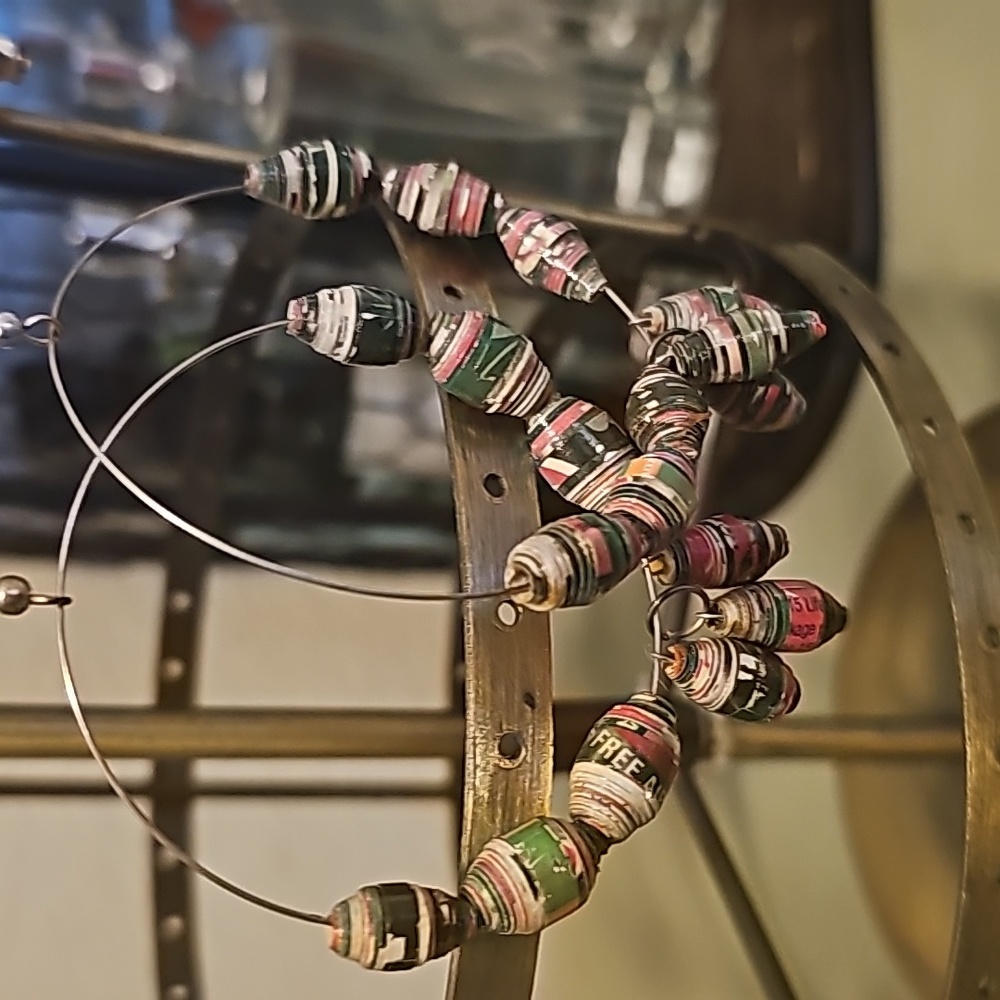 Boho drop hoop earings